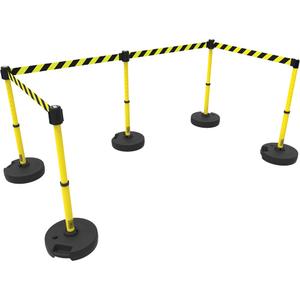 PLUS Barrier Post Set X5 - 42", Plastic, Yellow, Yellow, 15', Blank, 22"-42"