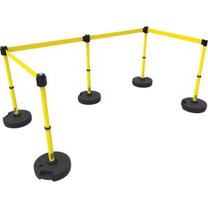 PLUS Barrier Post Set X5 - 42", Plastic, Yellow, Yellow, 15', Blank, 22"-42"