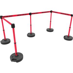 PLUS Barrier Post Set X5 - 42", Plastic, Red, Red, 15', Danger High Voltage Keep Out, 22"-42"