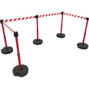 PLUS Barrier Post Set X5 - 42", Plastic, Red, Red, 15', Blank, 22"-42"