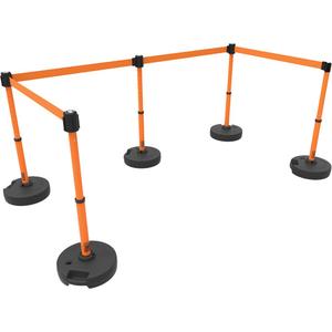 PLUS Barrier Post Set X5 - 42", Plastic, Orange, Orange, 15', Blank, 22"-42"
