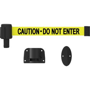 PLUS Wall Mount Barrier System - Plastic, Yellow, Yellow, Caution Do Not Enter, 15', Screw Mount