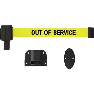 PLUS Wall Mount Barrier System - Plastic, Yellow, Yellow, Out Of Service, 15', Screw Mount