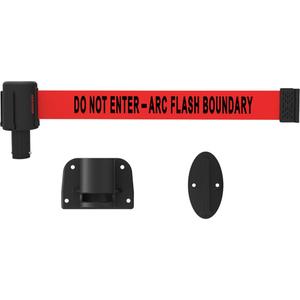 PLUS Wall Mount Barrier System - Plastic, Red, Red, Do Not Enter - Arc Flash Boundary, 15', Screw Mount
