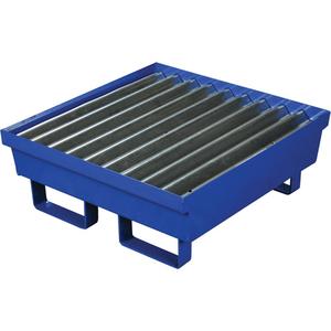 Steel Spill Containment Pallet - 27", 25.75", 6", 17 US gal., 74 US gal., 92 US gal., 1000 lbs., Blue, No, Steel, 1-drum