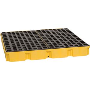 Modular Spill Platform - 51.5", 26.5", 51.5", 6.5", 60.5 US gal., 10 000 lbs., Yellow, Yes, HDPE, 4-drum