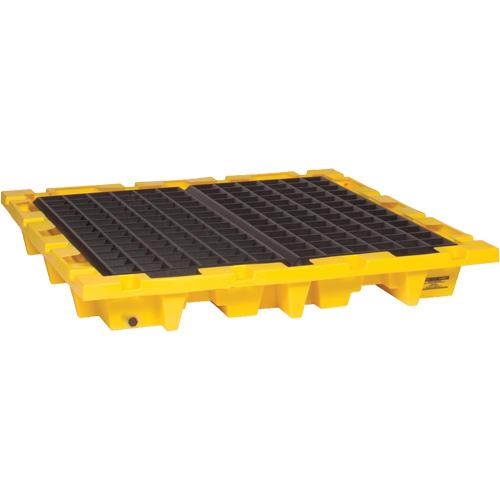 Spill Containment Pallet - 58.5", 58.5", 7.75", 66 US gal., 6000 lbs., Yellow, No, HDPE, 4-drum