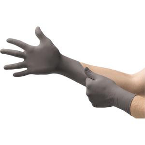 TouchNTuff® 93-250 Disposable Gloves - X-Small/6, Small/7, Medium/8, Large/9, X-Large/10, Nitrile, 9.6", 5.1-mil/7.9-mil, Textured Fingertips, Grey, Powder-Free, Non-Medical, Standard, 1.5 AQL, 5.1-mil