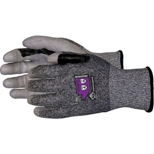 Composite-Knit Cut-Resistant Gloves - 5, 6, 7, 8, 9, 10, 11, 12, 13, TenActiv™, Polyurethane, Dipped Palm, ASTM ANSI Level A6, ANSI/ISEA 105 Level 6, Unrated, ANSI/ISEA 105 Level 4, Unrated, Black and Grey