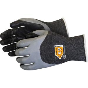 Double-Dipped Cut-Resistant Gloves - 10, 5, 6, 7, 8, 9, 11, 18, TenActiv™, Foam Nitrile, 3/4 Dipped, ASTM ANSI Level A4, ANSI/ISEA 105 Level 6, Unrated, ANSI/ISEA 105 Level 4, Unrated, Black and grey