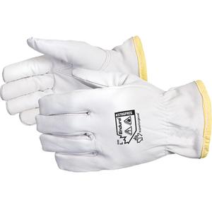 Endura® Flame-Resistant Anti-Static Driver's Gloves - Large, Small, Medium, X-Large, Rhovyl®, Grain Goatskin, Keystone, White
