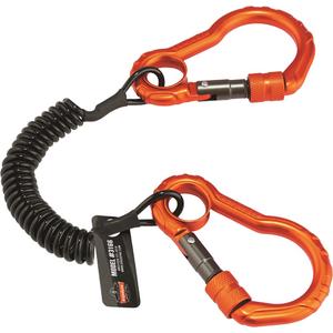 Squids® 3166 Tool Lanyard - Coil, Dual Carabiner, 2 lbs., 12" - 48"
