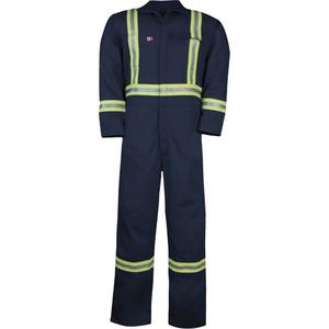 Westex™ UltraSoft® Unlined Coveralls - Large (Tall), Medium (Tall), 5X-Large (Tall), Navy Blue, 12.4 cal/cm2, NFPA 70E/NFPA 2112, 2, Tall, 88% cotton and 12% nylon, Fluorescent lime-yellow and silver