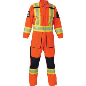 Ripstop Coveralls - High Visibility Orange, Silver/Yellow, 2X-Large (Tall), Medium (Tall), Large (Tall), X-Large (Tall), 3X-Large (Tall), 4X-Large (Tall), 5X-Large (Tall), Polyester, Meets/Exceeds CSA Z96 Class 3 - Level 2