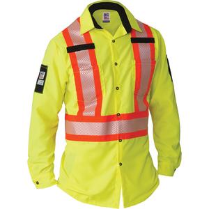 Ripstop High-Visibility Long Sleeve Shirt - High Visibility Lime-Yellow, Silver/Orange, 2X-Large (Tall), 3X-Large (Tall), 4X-Large (Tall), 5X-Large (Tall), Polyester, Meets/Exceeds CSA Z96 Class 2 - Level 2