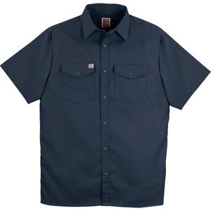 Twill Short-Sleeved Work Shirt with Snap - Poly-Cotton, Medium (Tall), Large (Tall), X-Large (Tall), 2X-Large (Tall), 3X-Large (Tall), 4X-Large (Tall), 5X-Large (Tall), Navy Blue, Men's