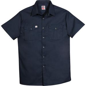 Short-Sleeved Twill Work Shirt - Poly-Cotton, 4X-Large, 5X-Large, Navy Blue, Men's