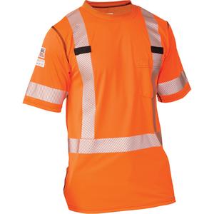 Polartec® Power Grid® High Visibility Short Sleeved T-Shirt - Orange, Silver, 2X-Large (Tall), Medium (Tall), Large (Tall), 3X-Large (Tall), 4X-Large (Tall), 5X-Large (Tall), Polyester, Meets/Exceeds CSA Z96 Class 2 - Level 2