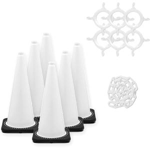 Traffic Cone & Chain Kit - 28", White, None, 14", 14", 7 lbs.