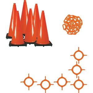 Traffic Cone & Chain Kit - 28", Orange, None, 14", 14", 7 lbs.