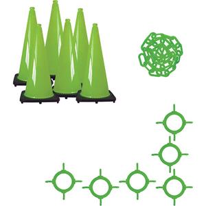 Traffic Cone & Chain Kit - 28", Green, None, 14", 14", 7 lbs.