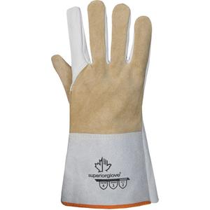 Endura® TIG Welding Gloves - Large, Small, Medium, X-Large, Unlined, Grain Horsehide, White and brown, Gauntlet, ASTM ANSI Level 3, ASTM ANSI Level 2