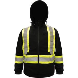 High-Visibility Hoodie - Black, Silver, Small, 4X-Large, Polyester, Meets/Exceeds CSA Z96 Class 1 - Level 2