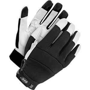 Mechanic's Gloves - Large, Small, Medium, X-Large, 2X-Large, Grain Leather, Black and White