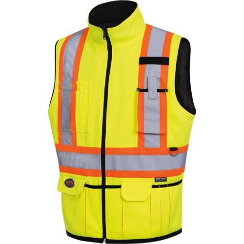 6689 High Visibility Vest - High Visibility Lime-Yellow, Orange & Silver, 2X-Large, 3X-Large, Large, Medium, X-Large, Small, Polyester, Meets/Exceeds CSA Z96 Class 2 - Level 2