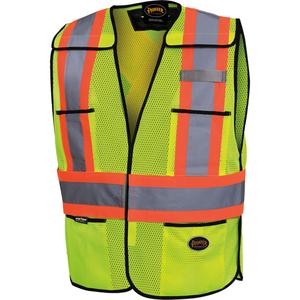 6927 Safety Vest - High Visibility Lime-Yellow, Orange & Silver, One Size, Polyester, Meets/Exceeds CSA Z96 Class 2 - Level 2