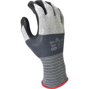 381 Series Coated Gloves - Large/8, 2X-Large/10, 13, Polyester, Foam Nitrile, Dipped Palm, Unlined, Grey