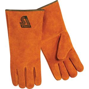 Welding Gloves - Large, X-Small, Small, Medium, X-Large, Cotton, Split Cowhide, Wing, Kevlar®, Brown, 14"