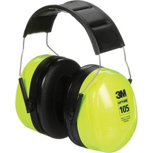 Peltor™ Optime 105 Earmuffs - Headband, AL, 30, High Visibility Green & Black