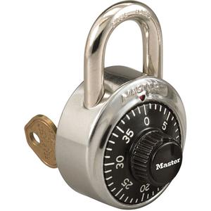 1525 Series Padlock with Key Control Feature - Security Padlock/Combination, 1-7/8", 9/32", 3/4", 13/16", Stainless Steel, Steel/Stainless Steel, Black/Silver, No Key