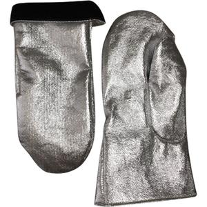 Heat Resistant Welding Mitt - One Size, 17 oz., Kevlar®/Aluminized, Wool, 650 °F (340°C), Gauntlet, 12 oz., 14"