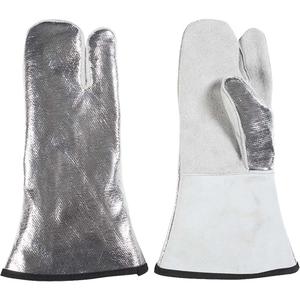 One Finger Heat Resistant Mitt - One Size, Kevlar®/Aluminized/Leather, Wool, 650°F (343°C), Gauntlet, 14"