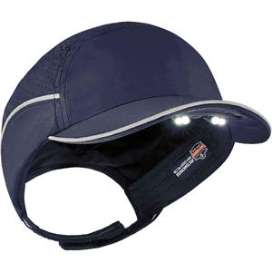 Skullerz® 8965 Lightweight Bump Cap Hat with LED Lighting - None, Navy Blue, Black, Short, High-density polyethylene, 23, 11 hours