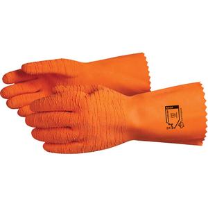 Chemstop™ Chemical Resistant Gloves - 10, 8, 9, 11, 12", Slip-On, Latex, Cotton Jersey, Unrated, Orange, ANSI Puncture Level 2