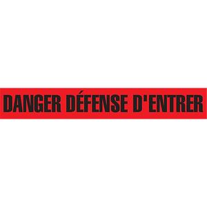 "Danger Défense D'Entrer" Barricade Tape - 2 mils, 1000', 3", Black on Red, French, Roll