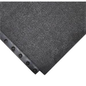 24/Seven® Locksafe® Anti-Fatigue Mat - 3', 3', 5/8", Black, Natural Rubber, Wet/Dry, Solid, Smooth