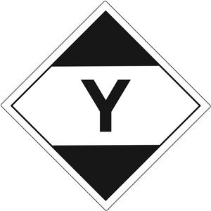 "Y" Limited Quantity Air Shipping Labels - Black on White, 4", 4", Non Removable, Roll, Square