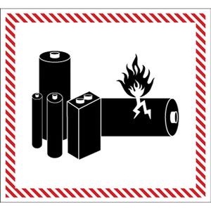 Hazardous Material Handling Labels - Black on Red, 5-1/2", 4-1/2", Non Removable, Roll, Rectangular