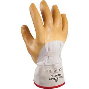 Wrinkle Finish Coated Glove - Large/10, Non-Knit, Cotton, Rubber Latex, Dipped Palm, Unlined, White with Yellow Coating, Category II ANSI / ISEA 105-2016