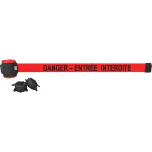 Wall Mount Barrier - Plastic, Black, Red, Danger Entrée Interdite, 30', Magnetic Mount