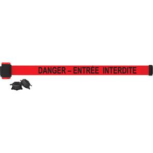 Wall Mount Barrier - Plastic, Black, Red, Danger Entrée Interdite, 7', Magnetic Mount