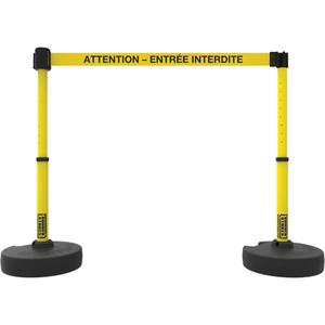 Plus Barrier Post Set - 42", Plastic, Yellow, Yellow, 15', Attention Entrée Interdite, 22"-42"