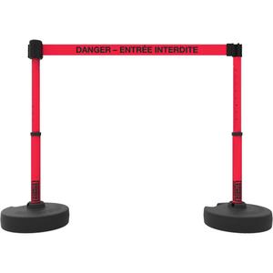 Plus Barrier Post Set - 42", Plastic, Red, Red, 15', Danger Entrée Interdite, 22"-42"