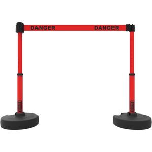 Plus Barrier Post Set - 42", Plastic, Red, Red, 15', Danger, 22"-42"
