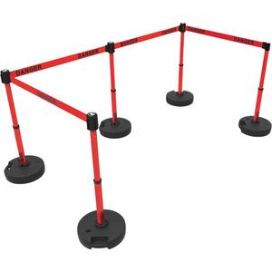 Plus Barrier Post Set - 42", Plastic, Red, Red, 15', Danger, 22"-42"