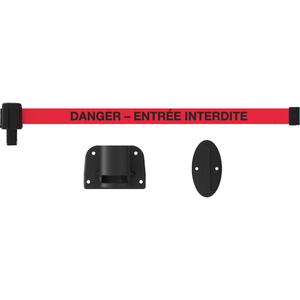 Plus Wall Mount Barrier System - Plastic, Black, Red, Danger Entrée Interdite, 15', Screw Mount